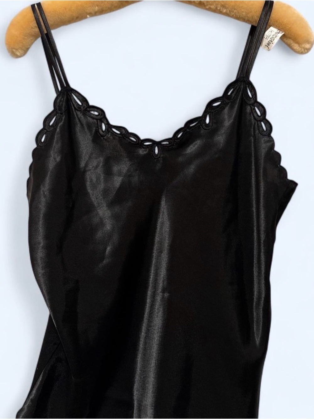 Black Satin Lace-Trim Cami Slip - Women's Intimates
